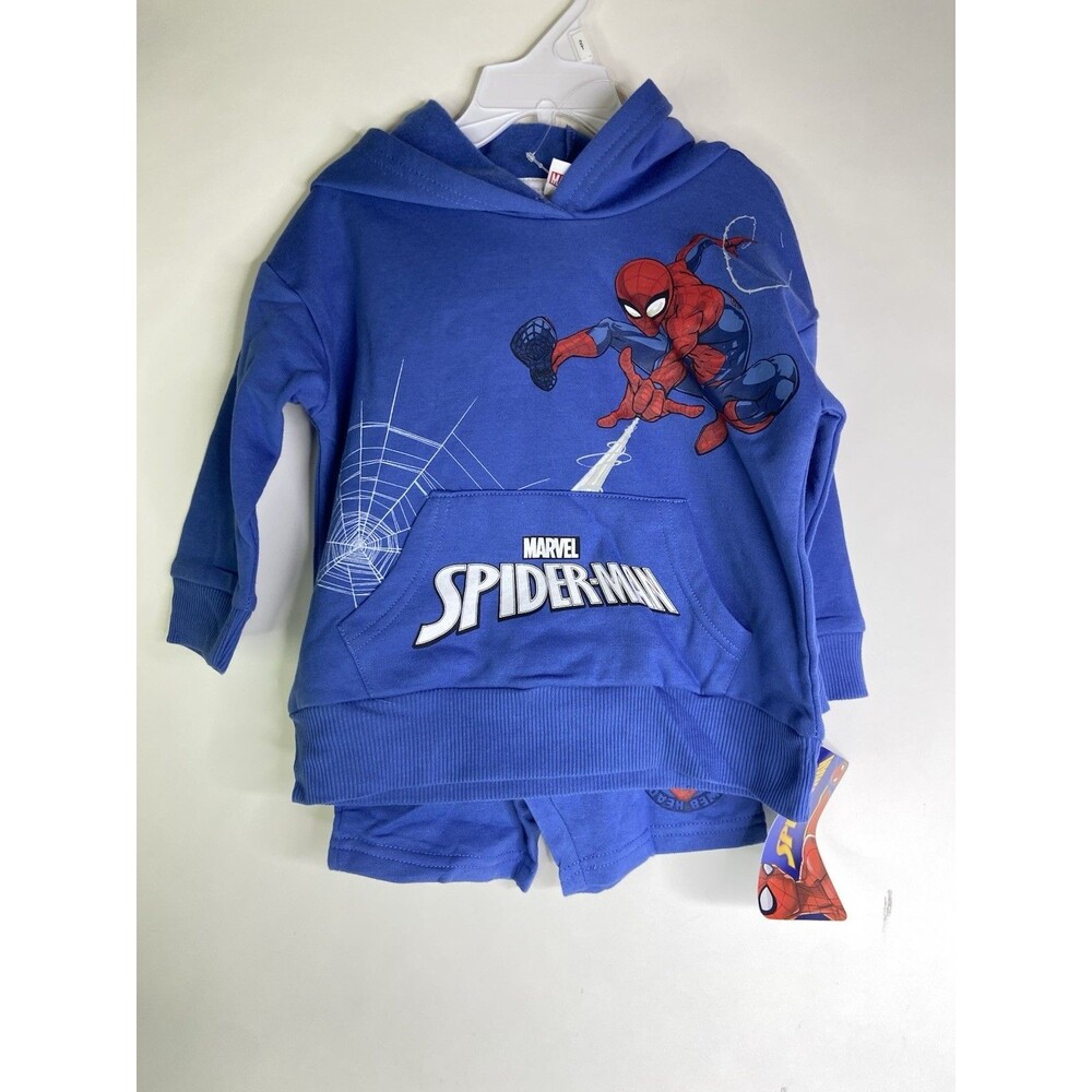 Marvel Spider-Man 2 Piece Hoodie Shorts Matching Outfit Set Kids Toddler Boys 2T